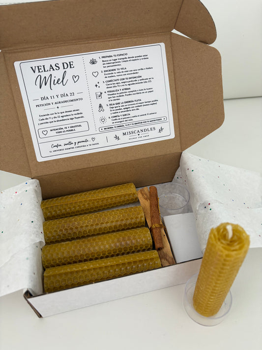 Kit de Vela de Cera de Abeja para encender dias11 y 22.